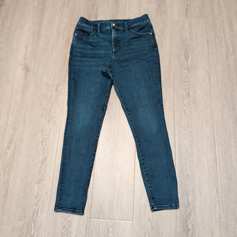 Express Skinny High Rise Hyper Stretch Dark Wash Indigo Denim Jeans Womens 30x27